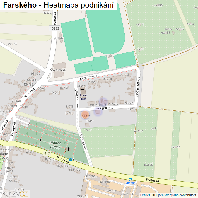 Mapa Farského - Firmy v ulici.