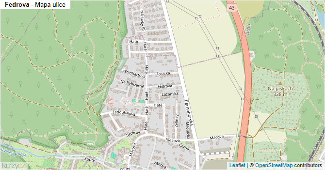 Fedrova - mapa ulice