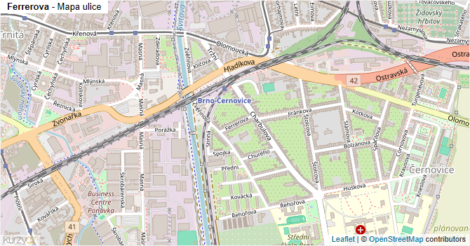Ferrerova - mapa ulice