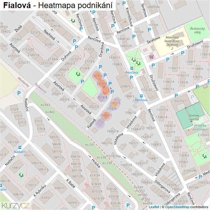 Mapa Fialová - Firmy v ulici.