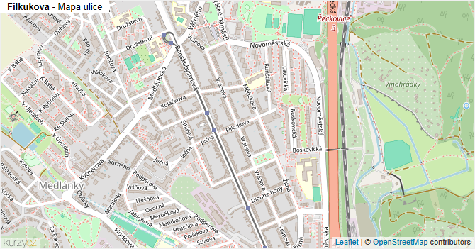 Filkukova - mapa ulice