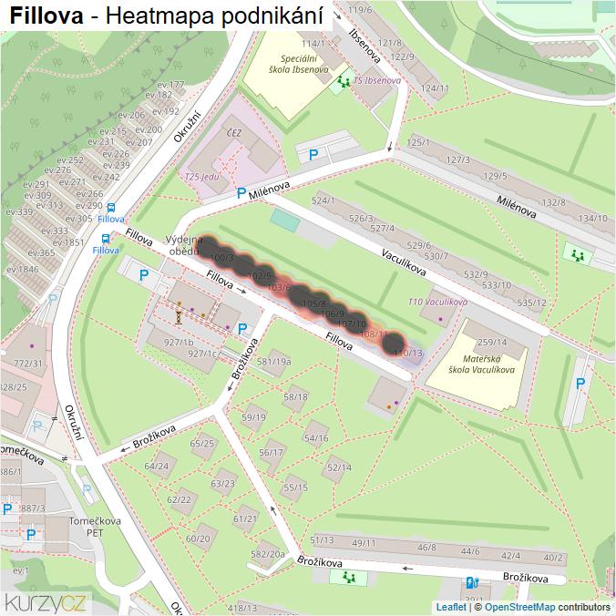 Mapa Fillova - Firmy v ulici.