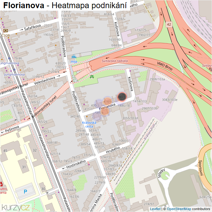 Mapa Florianova - Firmy v ulici.