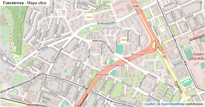 Foerstrova - mapa ulice