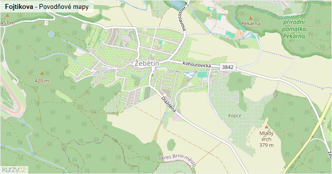 Fojtíkova - záplavové mapy stoleté vody