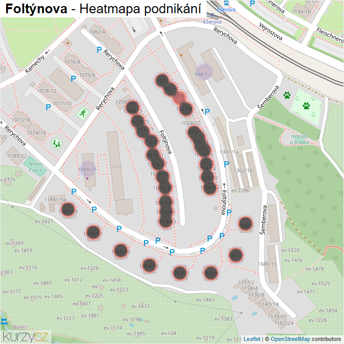 Mapa Foltýnova - Firmy v ulici.