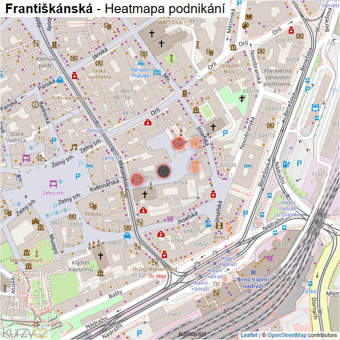 Mapa Františkánská - Firmy v ulici.