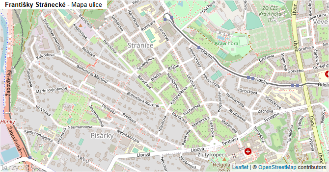 Františky Stránecké - mapa ulice