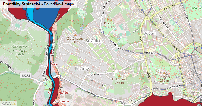 Františky Stránecké - záplavové mapy stoleté vody