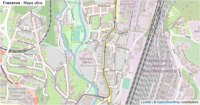 Franzova - mapa ulice