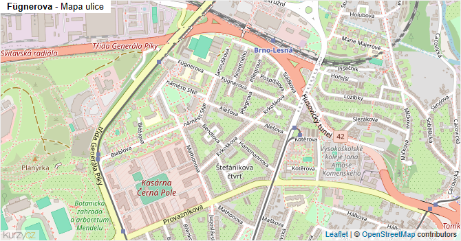 Fügnerova - mapa ulice