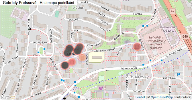 Gabriely Preissové - mapa podnikání