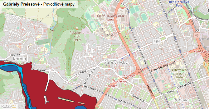 Gabriely Preissové - záplavové mapy stoleté vody
