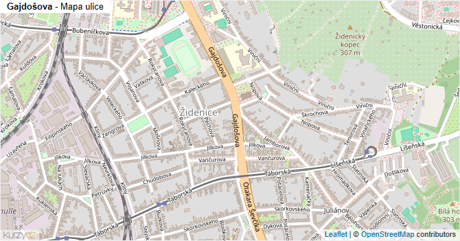 Gajdošova - mapa ulice