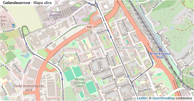Galandauerova - mapa ulice