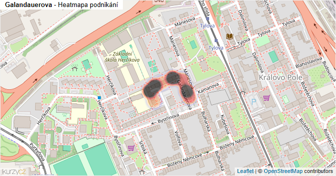 Galandauerova - mapa podnikání