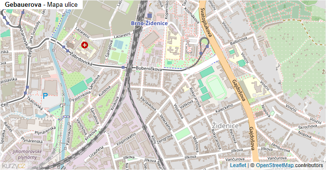 Gebauerova - mapa ulice