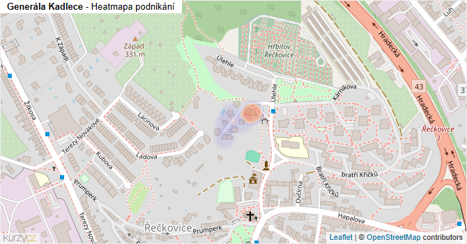 Generála Kadlece - mapa podnikání