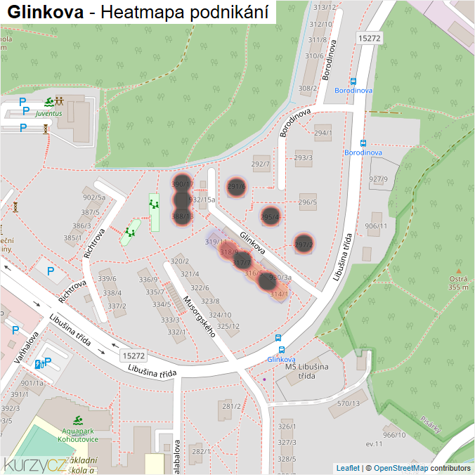 Mapa Glinkova - Firmy v ulici.