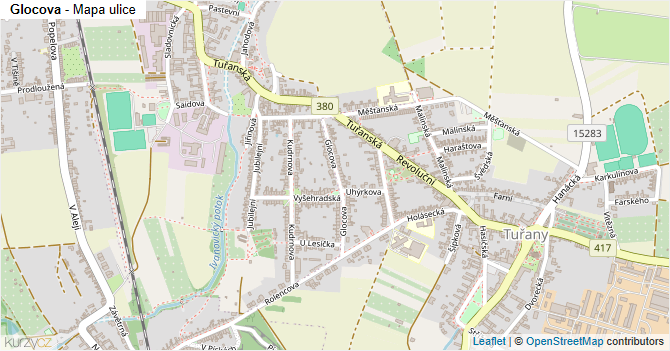 Glocova - mapa ulice
