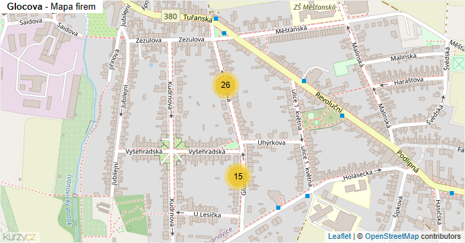 Glocova - mapa firem