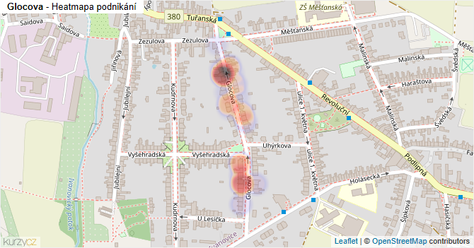 Glocova - mapa podnikání