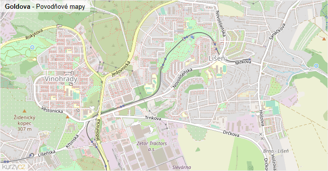 Goldova - záplavové mapy stoleté vody