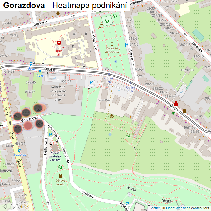 Mapa Gorazdova - Firmy v ulici.