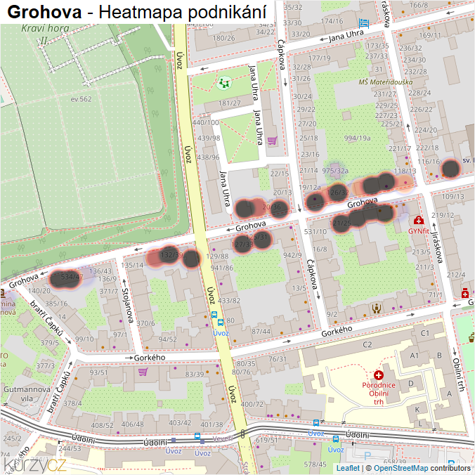 Mapa Grohova - Firmy v ulici.