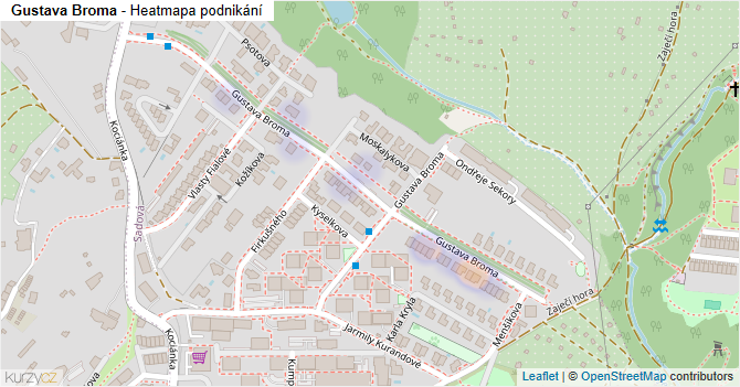 Gustava Broma - mapa podnikání