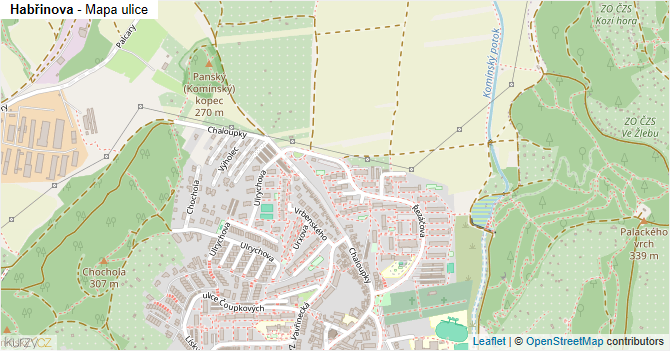 Habřinova - mapa ulice