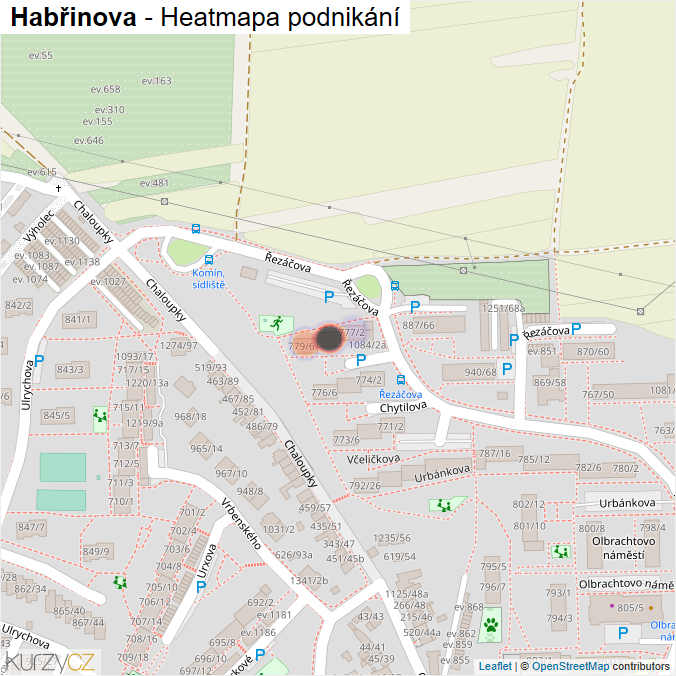 Mapa Habřinova - Firmy v ulici.