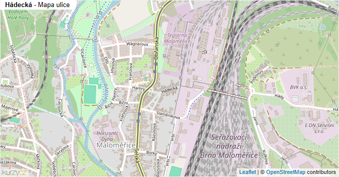 Hádecká - mapa ulice