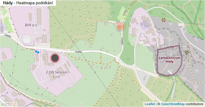 Hády - mapa podnikání