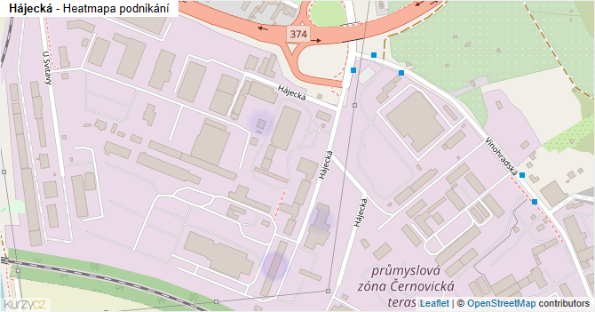 Hájecká - mapa podnikání