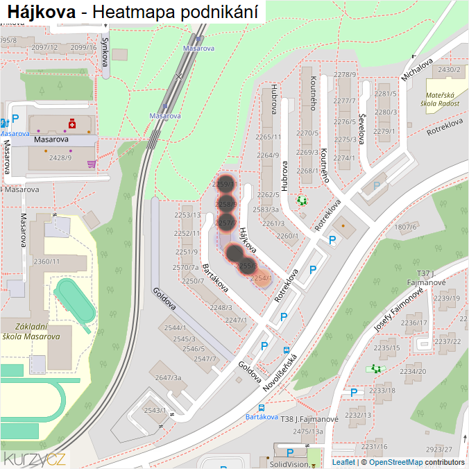 Mapa Hájkova - Firmy v ulici.