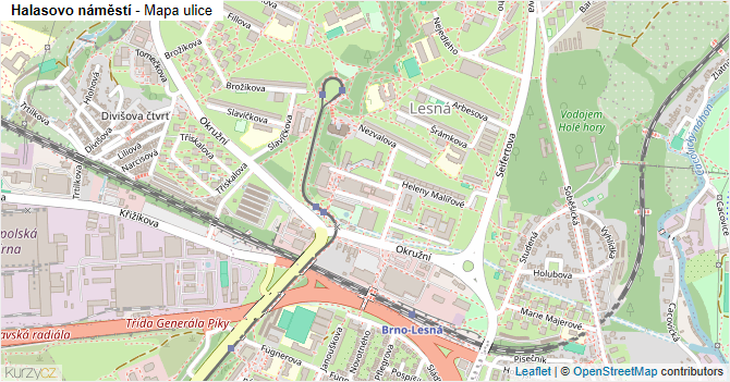 Halasovo náměstí - mapa ulice