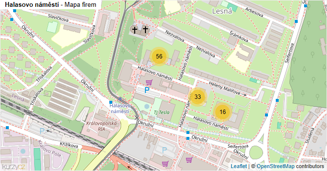 Halasovo náměstí - mapa firem