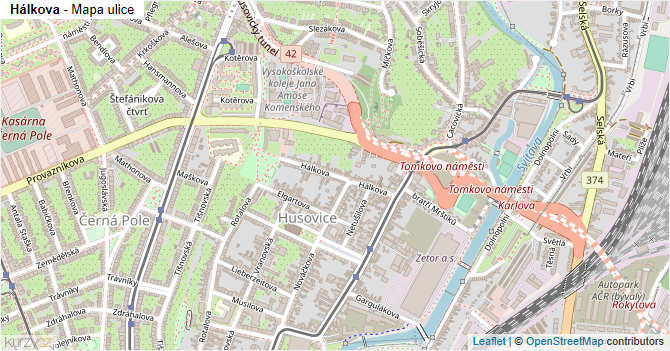 Hálkova - mapa ulice
