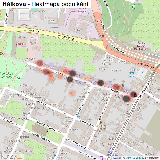 Mapa Hálkova - Firmy v ulici.