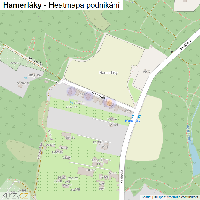 Mapa Hamerláky - Firmy v ulici.