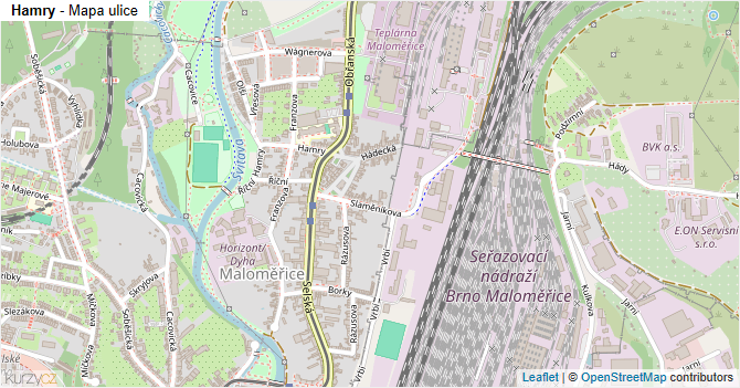 Hamry - mapa ulice