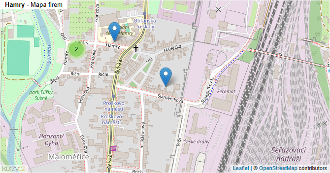 Hamry - mapa firem