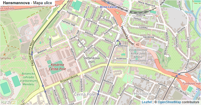 Hansmannova - mapa ulice
