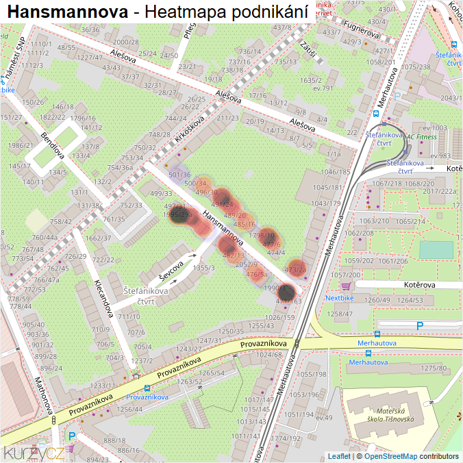 Mapa Hansmannova - Firmy v ulici.