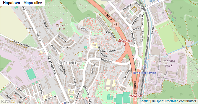 Hapalova - mapa ulice