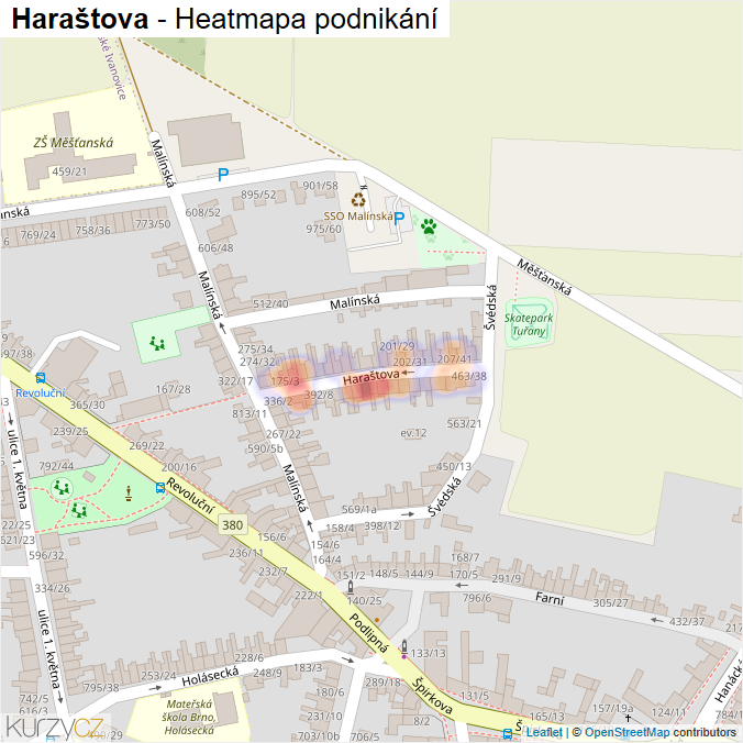 Mapa Haraštova - Firmy v ulici.