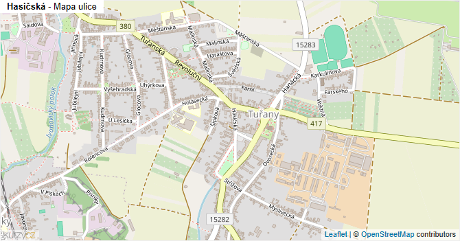 Hasičská - mapa ulice
