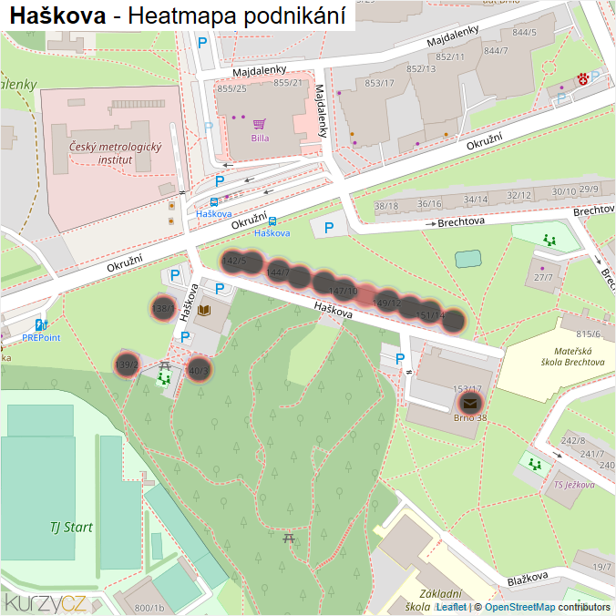 Mapa Haškova - Firmy v ulici.