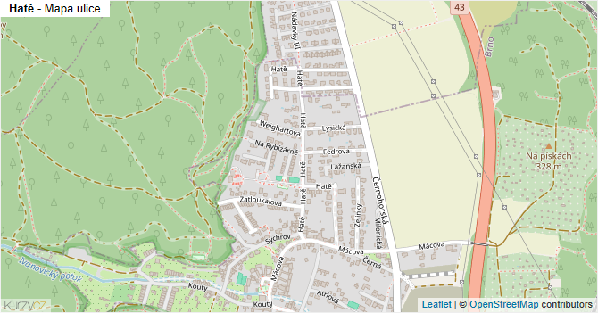Hatě - mapa ulice